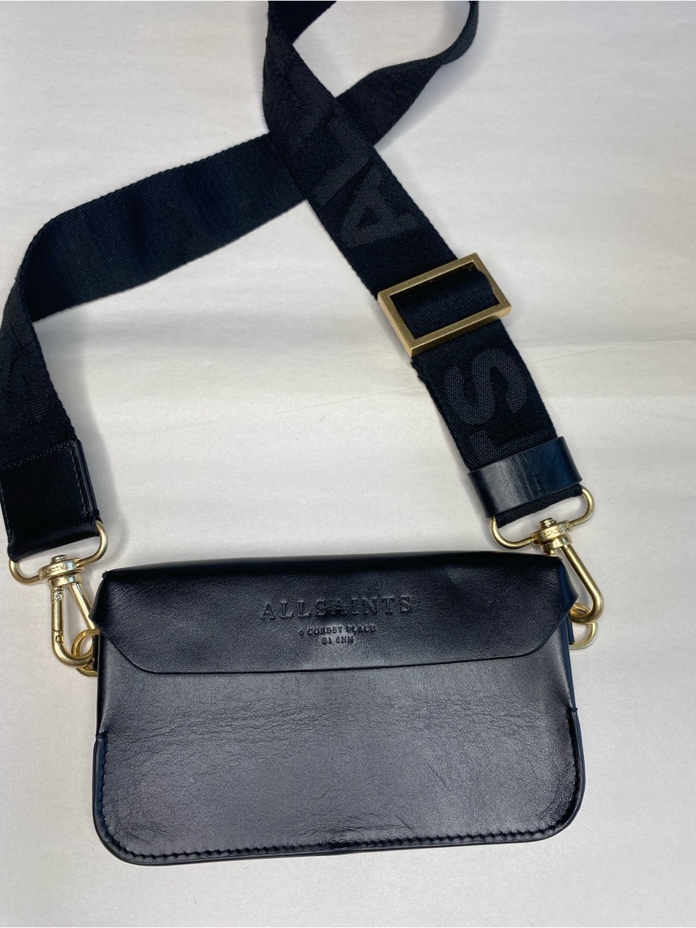 Allsaints Zoe Crossbody belt bag Micro Mini Black Minimalist compact